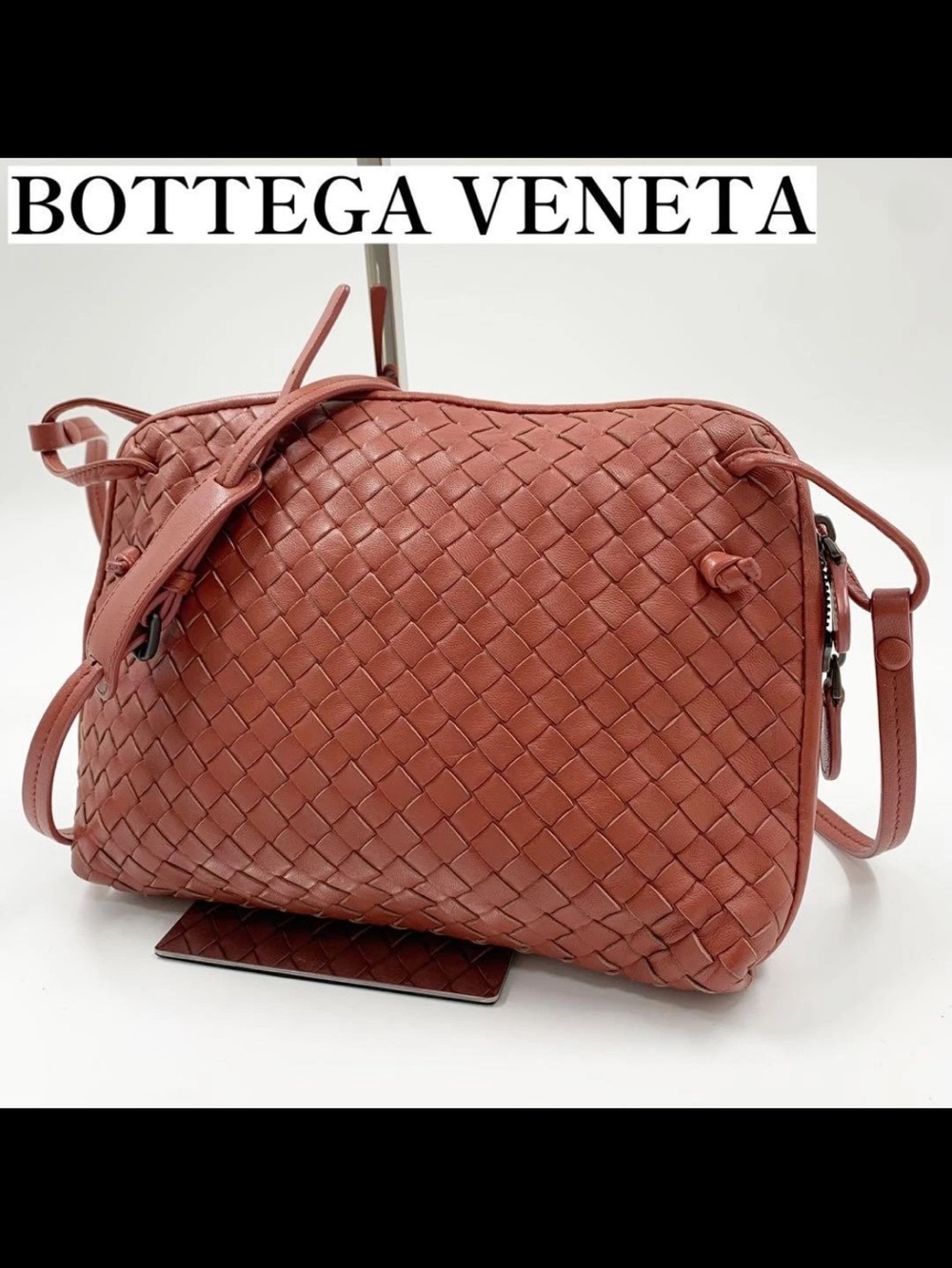 Bottega Veneta Woven Leather Crossbody in Terracotta